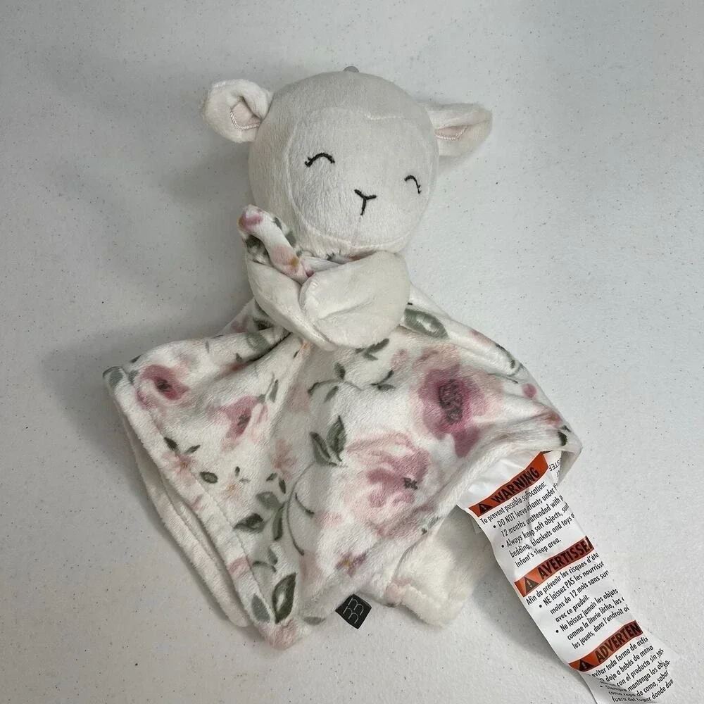 Modern‎ Moments Lamb Lovey Security Blanket Pink White Girl Floral Plush 12
